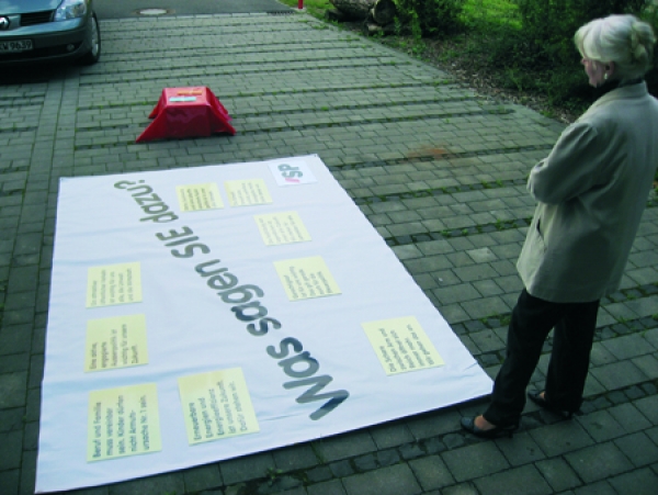 Bodengrafik "Was sagen Sie dazu?"