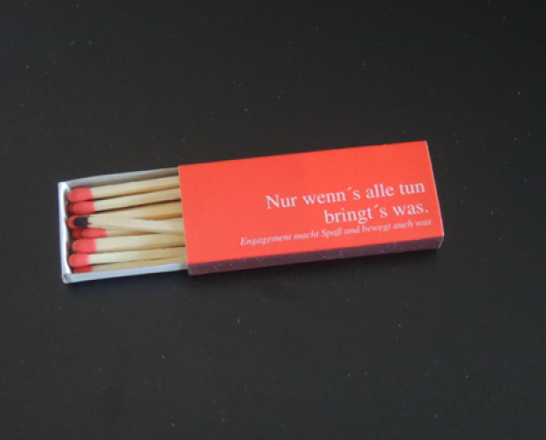 Streichholzschachtel "Nur wenns alle tun bringt's was."